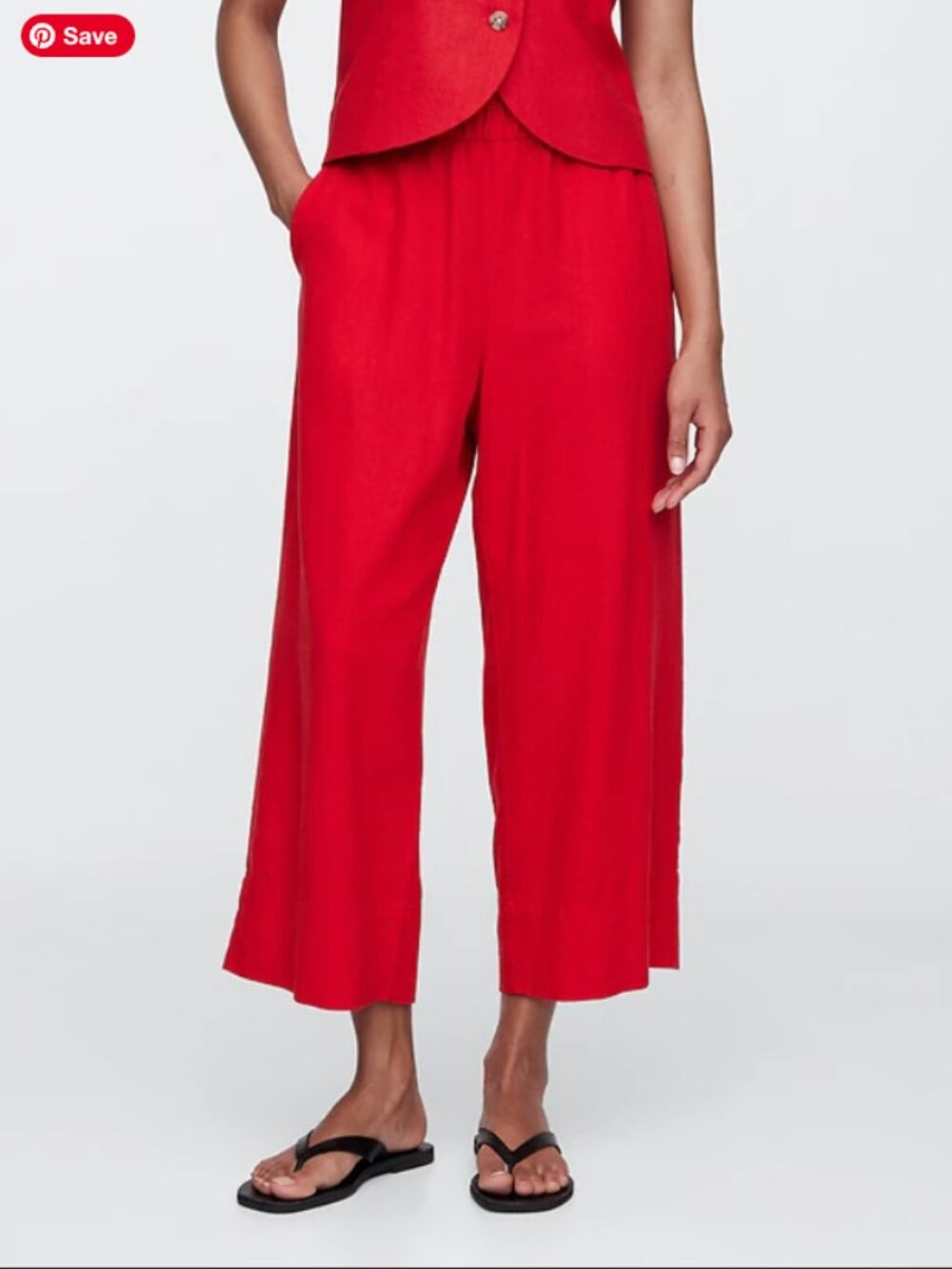 GAP Factory Red Cropped Wide-Leg Pull-On Pants